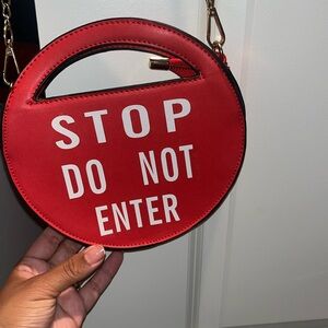 Red Crossbody Stop Do Not Enter Bag